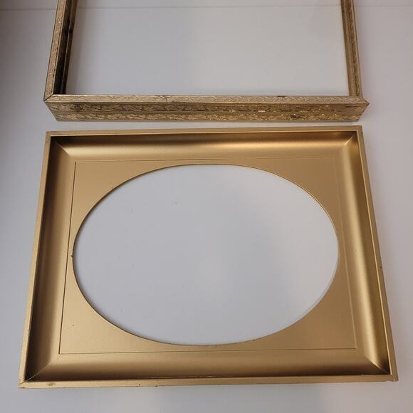 Vintage Gold Toned Frame Art Optional Oval Deep Insert 8x6in Wall Hanging Shelf - Picture 15 of 16